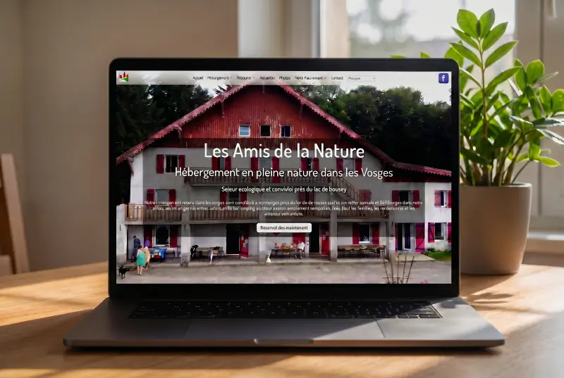 Aperçu du site internet créé pour Les Amis de la Nature, hébergement dans les Vosges